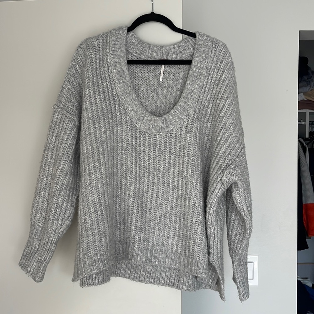 Free People oversized light gray sweater